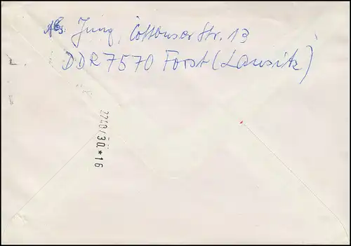 DDR Block 69 Brahms sur lettre d'urgence FORST / BARSC 28.3.1983 vers Heide /Holstein