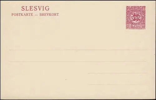 Schleswig Postkarte 3 PLEBISCIT / SLESVIG violet, ** comme dépensé