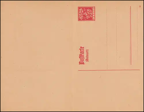 Bayern Postkarte P 119 Abschiedsausgabe 15/15 Pf rot, wie verausgabt ** 