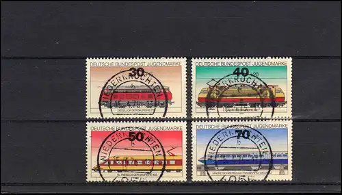 949-952 Lokomotiven / Eisenbahn: Satz Voll-O Ersttagsstempel Niederkrüchten 1975