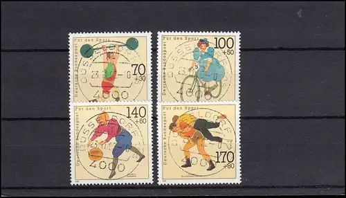 1499-1502 Aide sportive 1991: jeu avec cachet complet Düsseldorf 23.11.1992