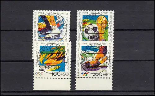 1717-1720 Sporthilfe Olympia 1994: UR-Satz Voll-O der VS Frankfurt/M. mit ET-O 