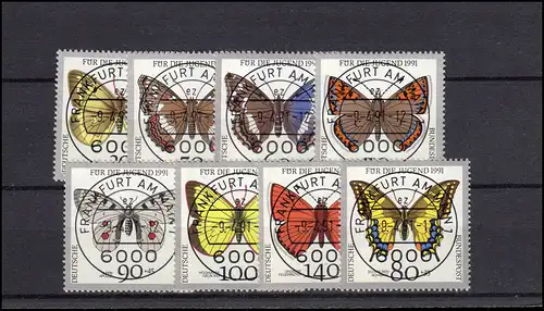 1512-1519 Gefährdete Schmetterlinge: Satz mit Voll-O der VS Frankfurt/Main ET-O