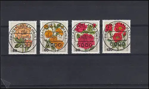 1150-1153 Wofa Roses de jardin, ensemble plein O de la VS Francfort/Main 1982