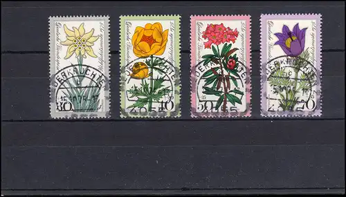 867-870 Wofa Alplenblumen: Satz Voll-O Ersttagsstempel Niederkrüchten 15.10.1975