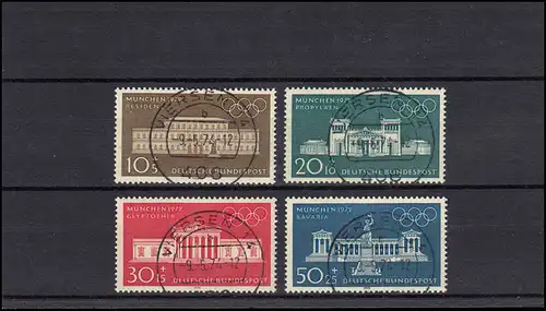 624-627 Jeux olympiques d'été Munich: ensemble avec cachet complet Viersen 9.5.1974