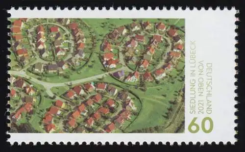 3581 Deutschland von oben: Siedlung in Lübeck / rechts, nassklebend, **