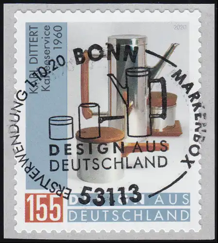 3570 Karl Dittert - Kaffeeservice, selbstklebend, EV-O Bonn 1.10.2020
