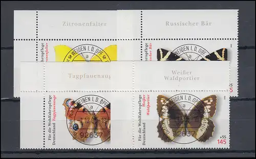 2500-2503 Einheimische Schmetterlinge: ER-Satz o.r. Vollstempel VS Weiden ET-O