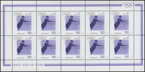 1863 Sporthilfe Olympiade Neuzeit: Annie Hübler-Horn 1996 - Kleinbogen **