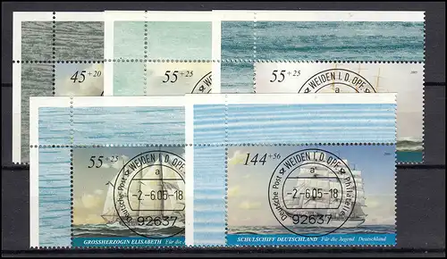 2464-2468 Jugend Großsegler 2005: ER-Satz o.l. Vollstempel VS Frankfurt/M. ET-O