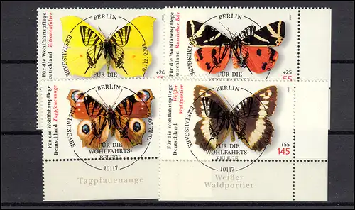 2500-2503 Einheimische Schmetterlinge: ER-Satz u.r. Vollstempel ESSt Berlin 2005
