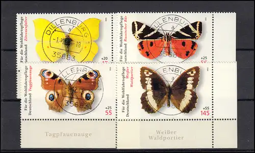 2500-2503 Einheimische Schmetterlinge: ER-Satz u.r. Vollstempel Dillenburg ET-O