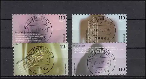 2200-2203 Santé: ensemble de bloc 54 avec cachet complet Dillenburg 13.7.2001