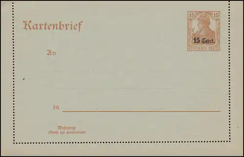 Etappengebiet West Kartenbrief K 1 hellbraun, ** wie verausgabt