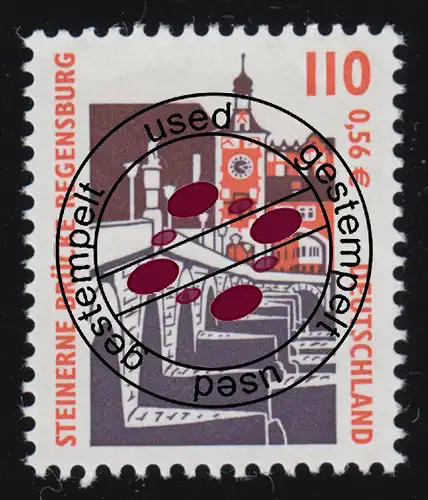 2140A Sehenswürdigkeiten 110 Pf / 0,56 Steinerne Brücke Regensburg, O