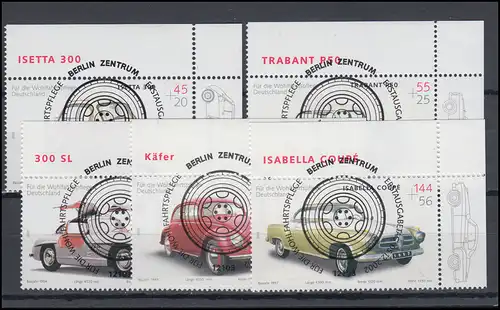 2289-2293 Oldtimer-Automobile: ER-Satz oben rechts Vollstempel ESSt Berlin