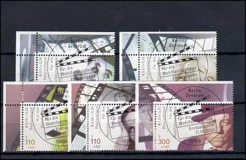 2218-2222A Filmschauspieler 2001: ER-Satz o.l. Vollstempel ESSt Berlin 11.10.01