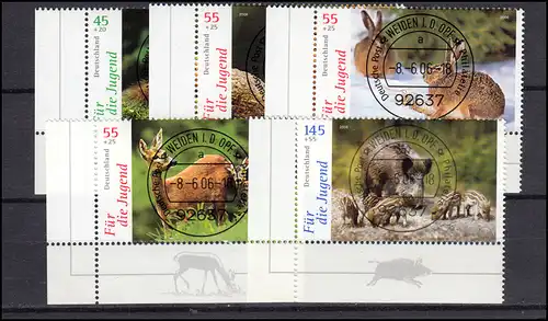 2539-2543 Heimische Tiere: ER-Satz u.l. Vollstempel VS Frankfurt/Main mit ET-O