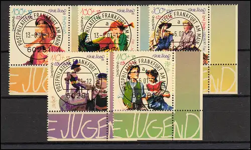 2190-2194 Kinder- und Jugendbücher: ER-Satz u.r. Vollstempel VS Frankfurt/M ET-O