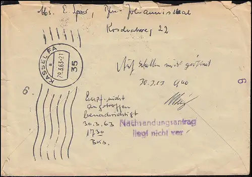 Stempel Verzögert wegen Anhäufung DDR Eil- und R-Brief KARL-MARX-STADT 26.3.1963