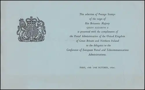 Großbritannien: Minister-Buch für die Teilnehmer der CEPT-Konferenz Paris 1960