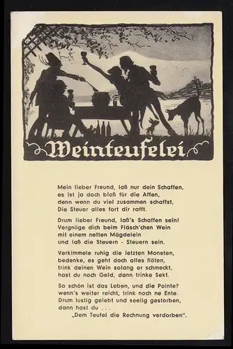 Lyrik-AK Gedicht Weinteufelei: Dem Teufel die Rechnung verdorben, ASSMANNSGAUSEN