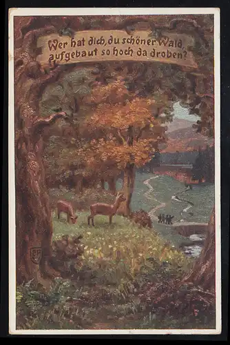 Lyrik-AK Volksliederkarte 5: Wer hat dich, du schöner Wald, ... ungebraucht