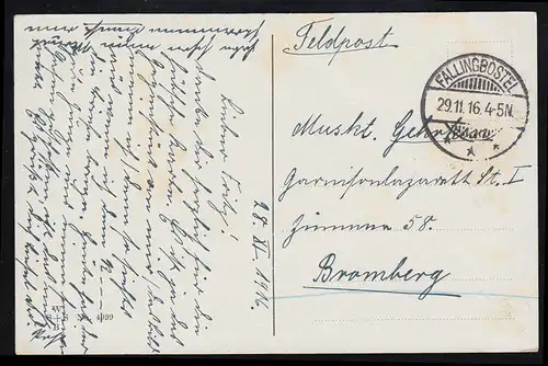Lyrik-AK Volksliederkarte: Treue Heimat sei gegrüßt! FALLINGBOSTEL 29.11.1916