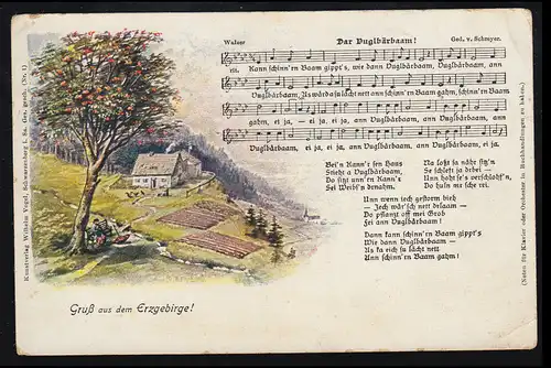 Lyrique AK Salutation des monts Métallifères / chanson folklorique: Dar Vuglärbaam!, inutilisé