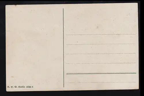 Lyrik-AK Landschaftsbild mit Liebendem / Gedicht: Ob sie mich liebt? ungebraucht