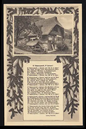 Lyrique-AK Schwarzwaldhaus / Ludwig Auerbach: O Scholdwalds, O Patrie! inutilisé