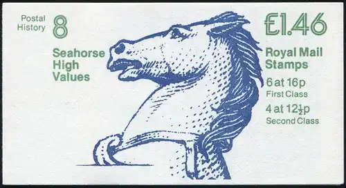 Carnets de marque du Royaume-Uni 64I Postal History 8 Seahorse MAR 1983, **