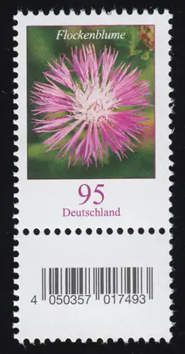 3470 Flockenblume 95 Cent aus 500er-Rolle, KLEINE Nummer + CF (geschl. 4) **