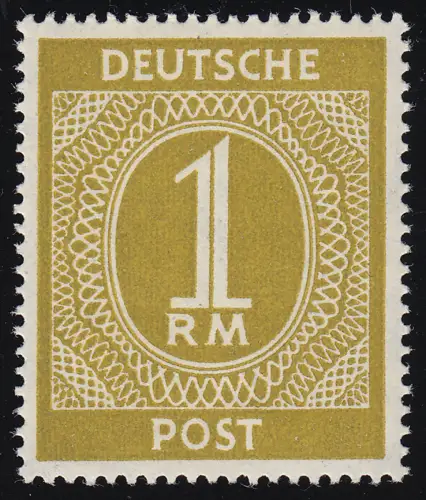 Alliierte Besetzung 937c Ziffer 1 RM, dunkelolivgelb, ** geprüft
