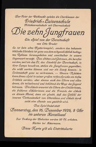 Lyrik-AK Einladung für "Die zehn Jungfrauen" von Otto Bruder, ungebraucht