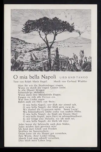 Lyrik-AK Lied und Tango: O mia bella Napoli von Siegel / Winkler, ungebraucht 