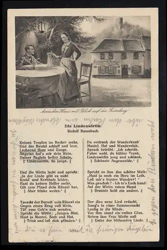 Lyrique de poésie AK Rheinlieder numéro 103: La Lindenwirtin (Rudolf Baumbach), 27.1.1929
