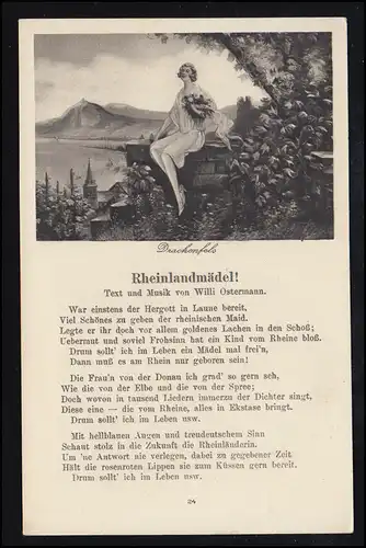 Lyrik-AK Rheinlieder Nummer 24: Rheinlandmädel von Willi Ostermann, ungebraucht