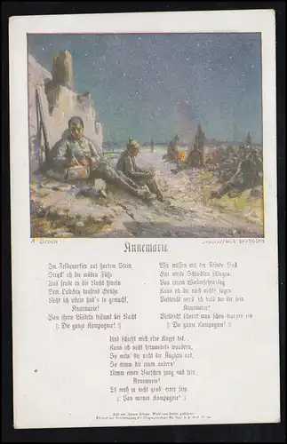 Série colorée de poésie AK: Lettres sur le front - Annemarie, non utilisé