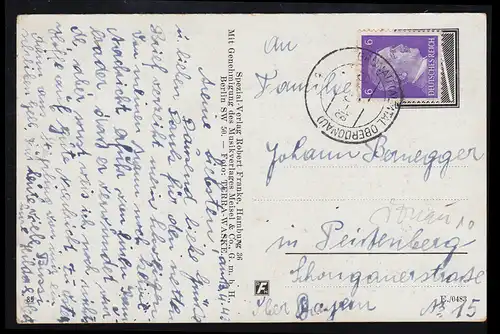 Lyrique AK Dis au revoir en silence "Servus," GRUNAU (ALMTAL OBERDONU) 13.4.1943