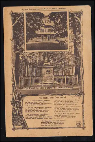 Försterei Dambachhaus im Harz près de Thale-Treseburg / Gedicht am Monument, 19.10.24