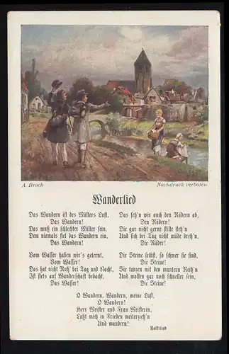 Lyrique AK Série colorée chanson folklorique: chansons de randonnée - La randonnées est le désir du meunier