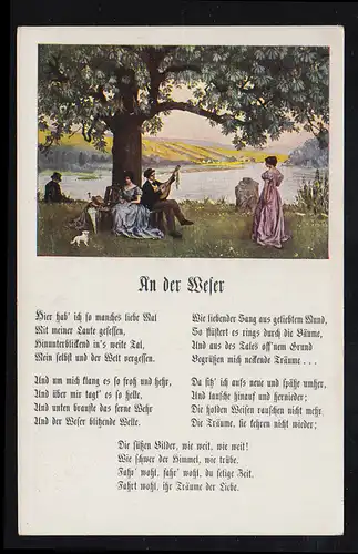 Lyrik-AK Bunte Reihe An der Weser - Musik unter dem Baum, ungebraucht