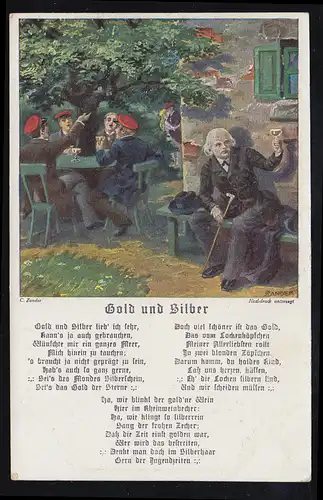 AK Lyrique C. Zander: Dans l'auberge - Poème Or et Argent, inutilisé