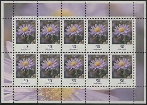 2463 Blumen 50 Cent Herbstaster - Zehnerbogen ** postfrisch