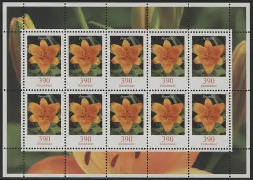2534 Blumen 390 Cent Feuerlilie - Zehnerbogen ** postfrisch