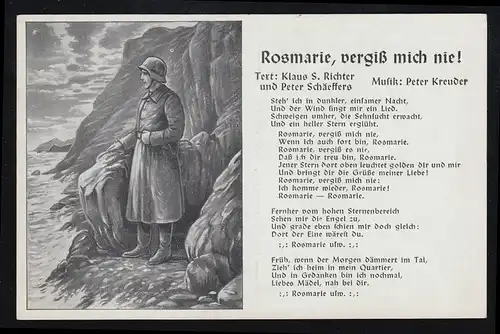 Lyrik-AK Lied von Richter / Kreuder: Rosmarie, vergiß mich nie! ungebraucht