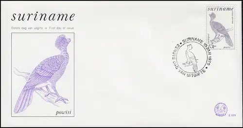 Surinam Vogel Powisi - Hokkohuhn 1979 sur les bijoux FDC