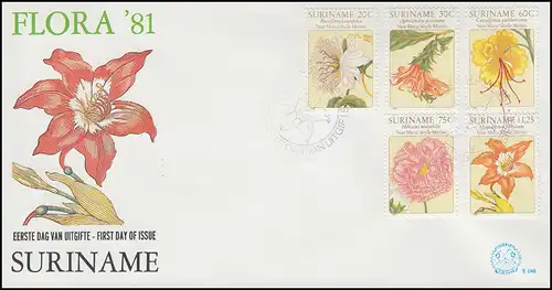 Surinam Flora 1981 Maria Sibylla Merian: Pflanzen Blumen Blüten auf Schmuck-FDC